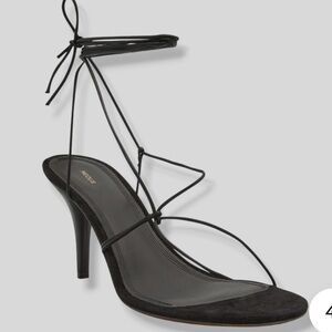 NEOUS Women's Black Giena Strappy Leather Ankle-Tie Sandal